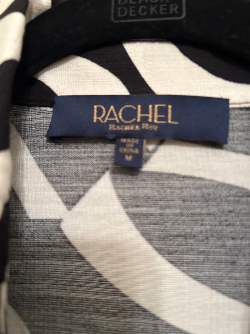 Rachel Roy Black & White Wave-Print Button-Down Top - Picture 2 of 2
